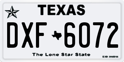 TX license plate DXF6072