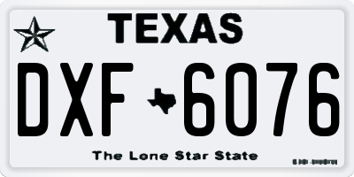 TX license plate DXF6076