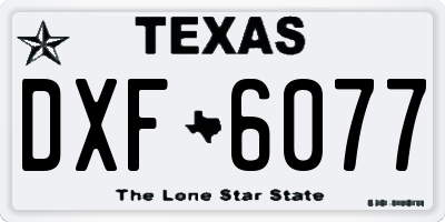 TX license plate DXF6077