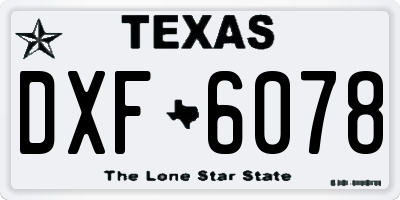 TX license plate DXF6078
