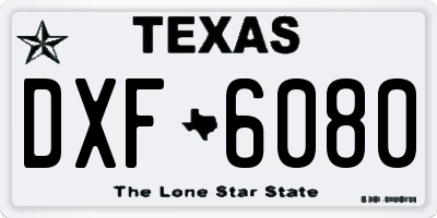 TX license plate DXF6080