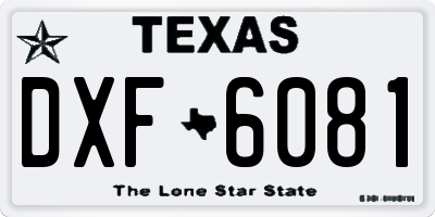 TX license plate DXF6081
