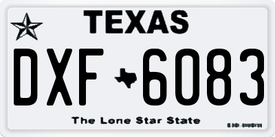 TX license plate DXF6083