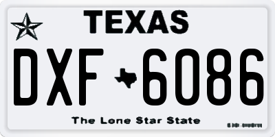 TX license plate DXF6086