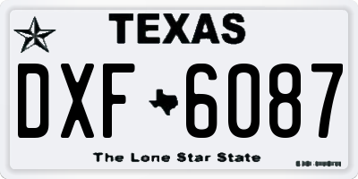 TX license plate DXF6087