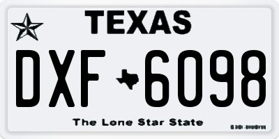 TX license plate DXF6098