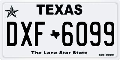 TX license plate DXF6099