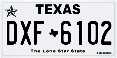 TX license plate DXF6102