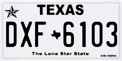 TX license plate DXF6103