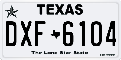 TX license plate DXF6104