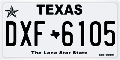 TX license plate DXF6105