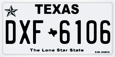 TX license plate DXF6106