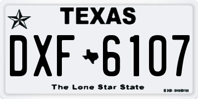 TX license plate DXF6107