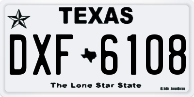 TX license plate DXF6108