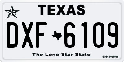TX license plate DXF6109