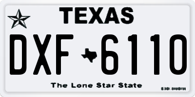 TX license plate DXF6110