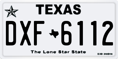TX license plate DXF6112