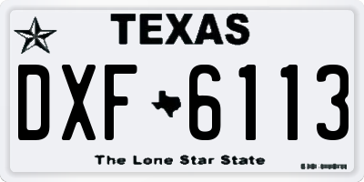 TX license plate DXF6113