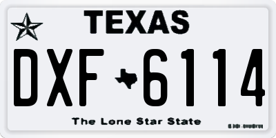 TX license plate DXF6114