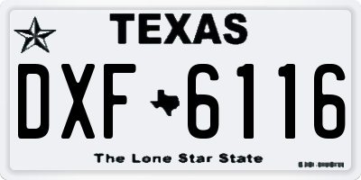 TX license plate DXF6116