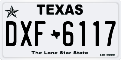 TX license plate DXF6117