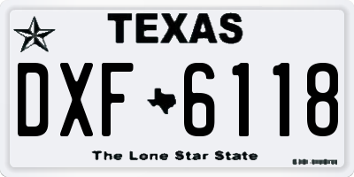 TX license plate DXF6118
