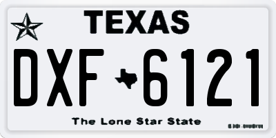 TX license plate DXF6121