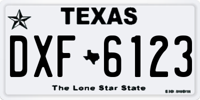 TX license plate DXF6123