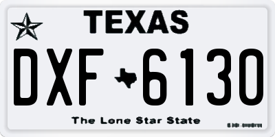 TX license plate DXF6130