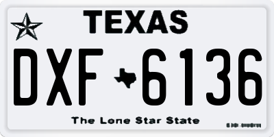 TX license plate DXF6136