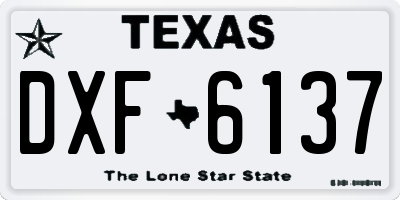 TX license plate DXF6137