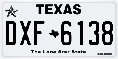 TX license plate DXF6138