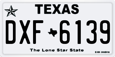TX license plate DXF6139