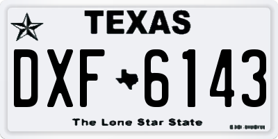 TX license plate DXF6143