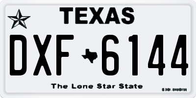 TX license plate DXF6144