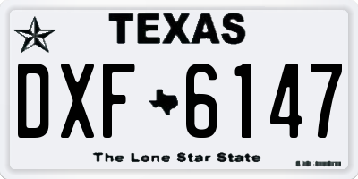 TX license plate DXF6147