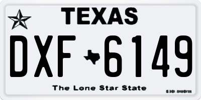 TX license plate DXF6149