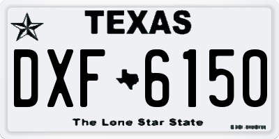 TX license plate DXF6150