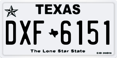 TX license plate DXF6151