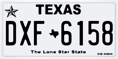 TX license plate DXF6158
