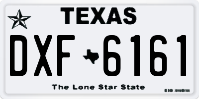 TX license plate DXF6161