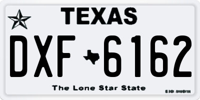 TX license plate DXF6162