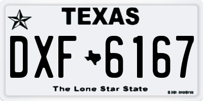 TX license plate DXF6167