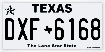 TX license plate DXF6168