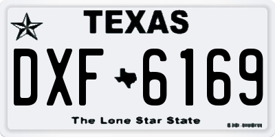TX license plate DXF6169