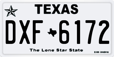 TX license plate DXF6172