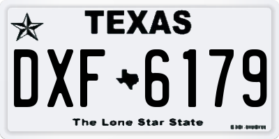 TX license plate DXF6179