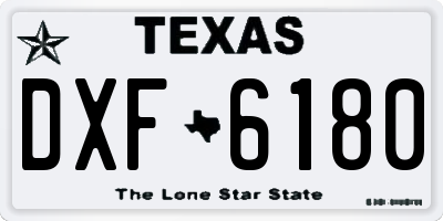 TX license plate DXF6180