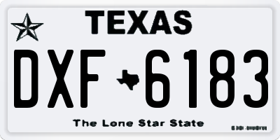 TX license plate DXF6183