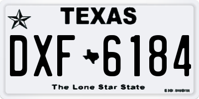 TX license plate DXF6184